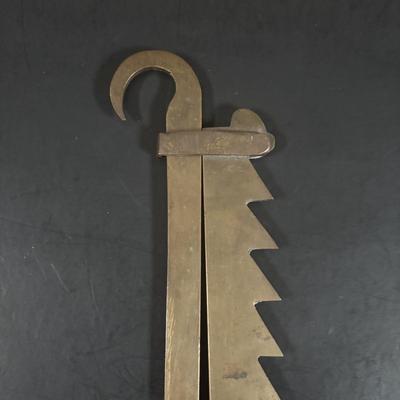 LOT 354: 19th Century Solid Brass Cooking Trammel Sawtooth and Ornate Chain Links