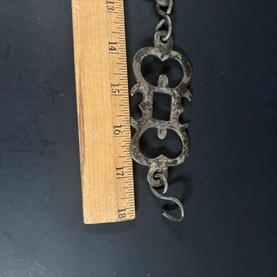 LOT 354: 19th Century Solid Brass Cooking Trammel Sawtooth and Ornate Chain Links