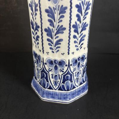 LOT 357: Delft Holland Hand Painted Vase, Wedgewood Style Pill Box & Ceramic Painted Shoes