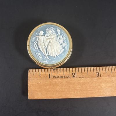 LOT 357: Delft Holland Hand Painted Vase, Wedgewood Style Pill Box & Ceramic Painted Shoes