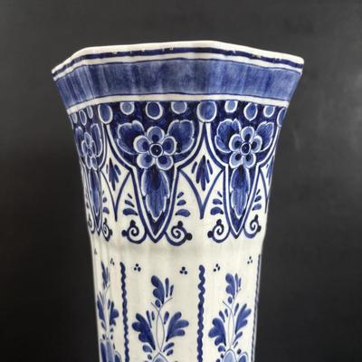 LOT 357: Delft Holland Hand Painted Vase, Wedgewood Style Pill Box & Ceramic Painted Shoes