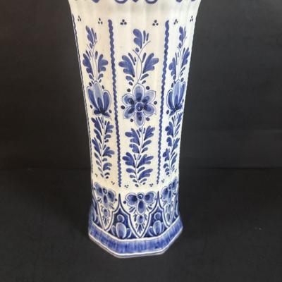 LOT 357: Delft Holland Hand Painted Vase, Wedgewood Style Pill Box & Ceramic Painted Shoes