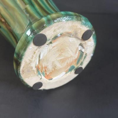 LOT 358: Drip Glaze Pottery Vase, Pottery Bud Vase & Initialed DW Pottery Bowl