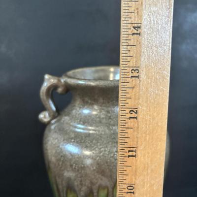 LOT 358: Drip Glaze Pottery Vase, Pottery Bud Vase & Initialed DW Pottery Bowl