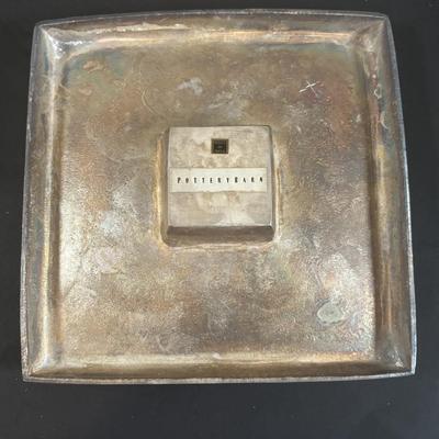 LOT 360: Pottery Egg Shaped Vases,Design by Designwright Upside Down Vase, Pottery Barn Square Metal Flower Holder w/Flower Frog