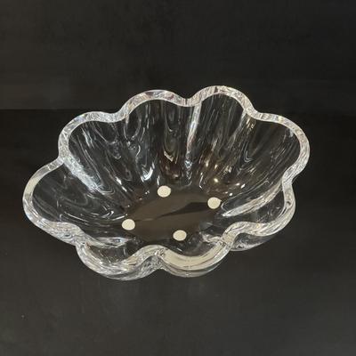 LOT 364: Orrefors Oval Scalloped Cystal Bowl
