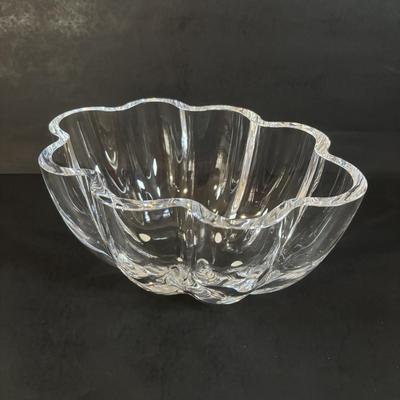 LOT 364: Orrefors Oval Scalloped Cystal Bowl