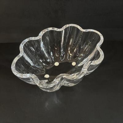 LOT 364: Orrefors Oval Scalloped Cystal Bowl
