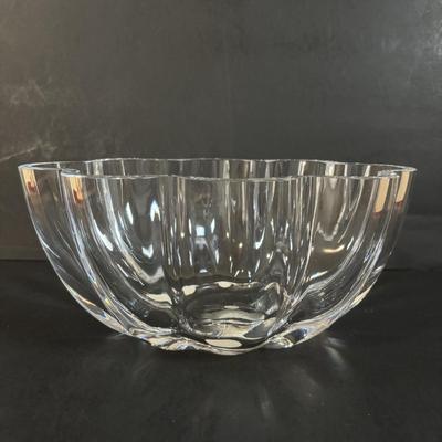 LOT 364: Orrefors Oval Scalloped Cystal Bowl