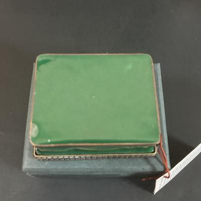 LOT 366: Kelvin Chen No533 Enamel Trinket Box Signed w/Certificate, Milk Glass Powder Jar, Frosted White Glass Vase, Picture Frames &...