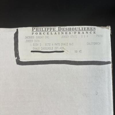 LOT 368: New in Box Corning Ware Grab-it Bowl Set, Philippe Deshoulieres Casserole Dish White Porcelain Blanc De Blanc France 2Qt, &...