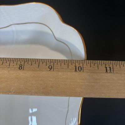 LOT 372 Herend Golden Edge Square Bow; & Royal Bavaria 18k Gold Rimmed Covered Dish