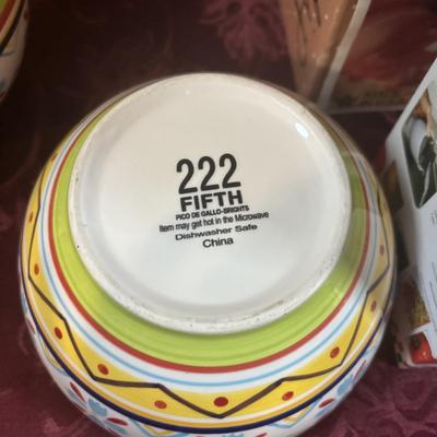 LOT 375: Treasure Craft Cactus Chip & Dip Sets, 222 Fifth Pico De Gallo-Bright Bowls & The Euro Chopper