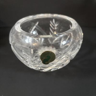 LOT 376: Cofrac Art Verrier Crystal Vase & Waterford Essence Votive Candle Holder