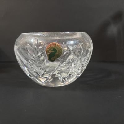 LOT 376: Cofrac Art Verrier Crystal Vase & Waterford Essence Votive Candle Holder
