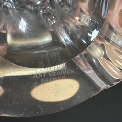 LOT 376: Cofrac Art Verrier Crystal Vase & Waterford Essence Votive Candle Holder