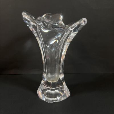 LOT 376: Cofrac Art Verrier Crystal Vase & Waterford Essence Votive Candle Holder