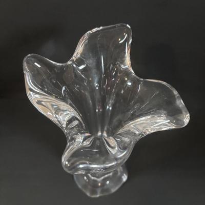 LOT 376: Cofrac Art Verrier Crystal Vase & Waterford Essence Votive Candle Holder