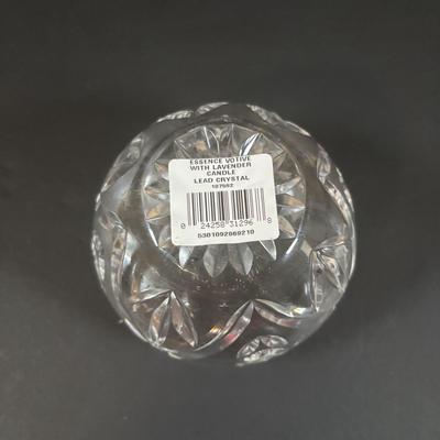 LOT 376: Cofrac Art Verrier Crystal Vase & Waterford Essence Votive Candle Holder