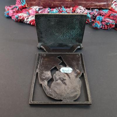 LOT 436: A Little Museum Collection- Folding Metal Book End, Stylized Letter Openers, Woven Shawl, Beaded Hummingbird & More