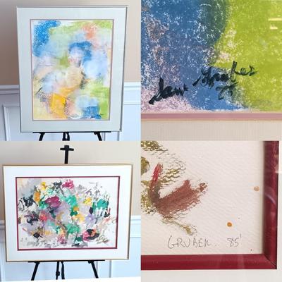 LOT 438: Pair of Abstract Art Paintings by Sam Gruber