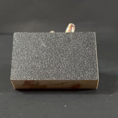 LOT 458: Sterling Silver Collection Letter Opener, A Mano Enameled Trinket Box, Zadok Arts Fiddler, Set of 6 Miniature Candle Holders