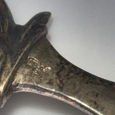 LOT 458: Sterling Silver Collection Letter Opener, A Mano Enameled Trinket Box, Zadok Arts Fiddler, Set of 6 Miniature Candle Holders