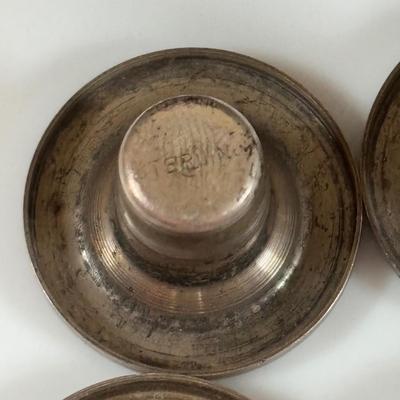 LOT 458: Sterling Silver Collection Letter Opener, A Mano Enameled Trinket Box, Zadok Arts Fiddler, Set of 6 Miniature Candle Holders