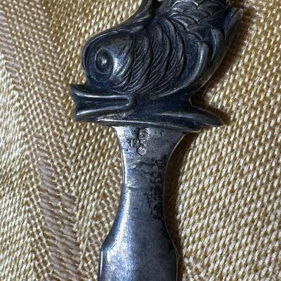 LOT 458: Sterling Silver Collection Letter Opener, A Mano Enameled Trinket Box, Zadok Arts Fiddler, Set of 6 Miniature Candle Holders