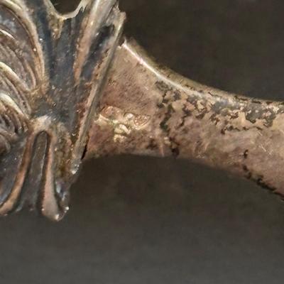 LOT 458: Sterling Silver Collection Letter Opener, A Mano Enameled Trinket Box, Zadok Arts Fiddler, Set of 6 Miniature Candle Holders