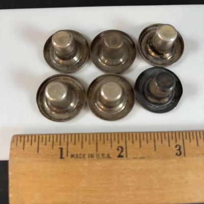 LOT 458: Sterling Silver Collection Letter Opener, A Mano Enameled Trinket Box, Zadok Arts Fiddler, Set of 6 Miniature Candle Holders