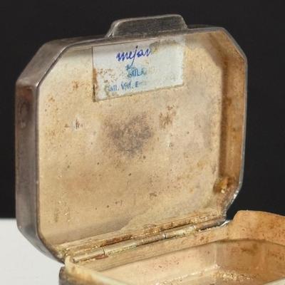 LOT 458: Sterling Silver Collection Letter Opener, A Mano Enameled Trinket Box, Zadok Arts Fiddler, Set of 6 Miniature Candle Holders