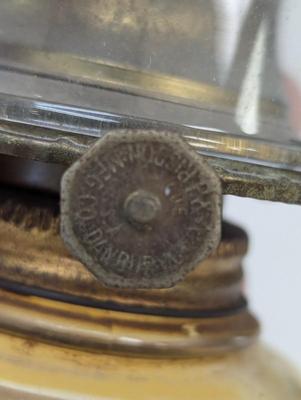 17 3/4" P & A Risdon Mfg Glass Oil Lamp