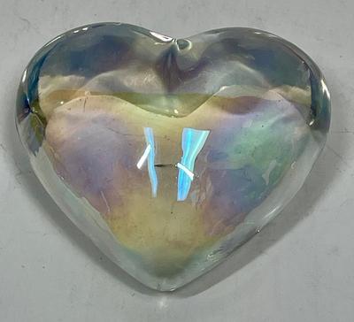Iridescent Clear Crystal Quartz Heart Shaped Paperweight