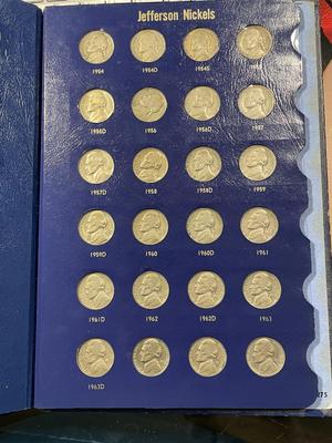 Vintage Harris Coin Album of Jefferson Nickels Complete Set 1938-1965 in Circulated Conditions as Pictured. FREE DOMESTIC SHIPPING.