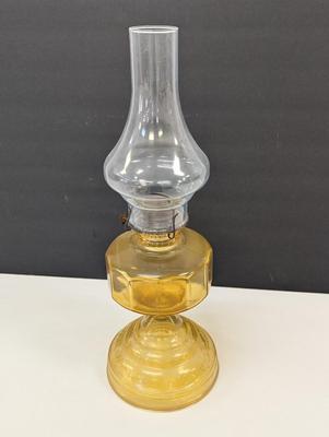 Vintage 18 3/4" Oil Lamp Amber Base