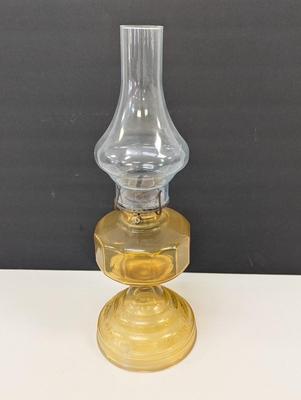 Vintage 18 3/4" Oil Lamp Amber Base