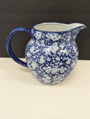 Vintage Ironstone Blue & White Water Pitcher