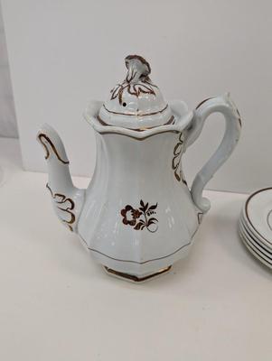 Morning Glory Ironstone Teapot Cups & Saucers