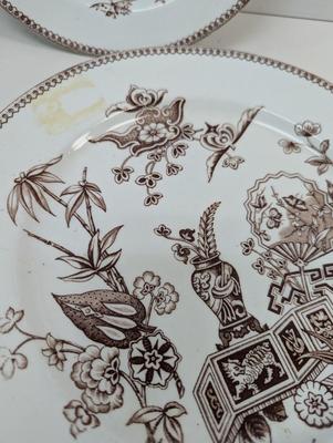 Thomas Elsmore & Son Brown Transfer-ware Aesthetic Pattern Dishes