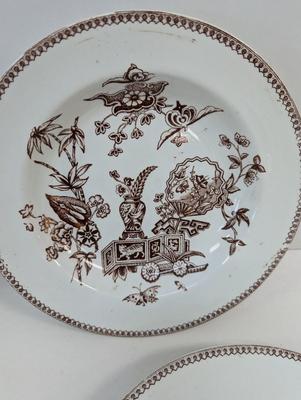 Thomas Elsmore & Son Brown Transfer-ware Aesthetic Pattern Dishes