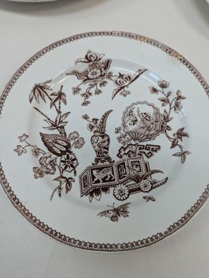 Thomas Elsmore & Son Brown Transfer-ware Aesthetic Pattern Dishes