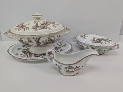 Thomas Elsmore & Son Brown Transfer-ware Aesthetic Pattern Dishes