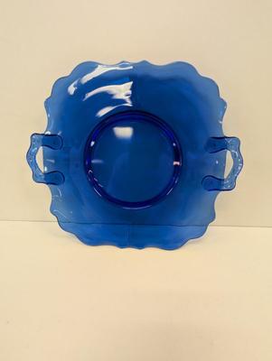 10" L. E. Smith Cobalt Blue Mt Pleasant Pattern Serving Plate