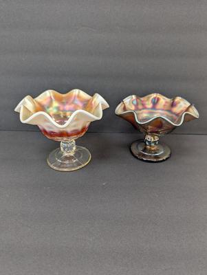 Iridescent Ruffled Pedestal Candy Dishes