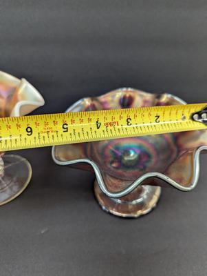 Iridescent Ruffled Pedestal Candy Dishes