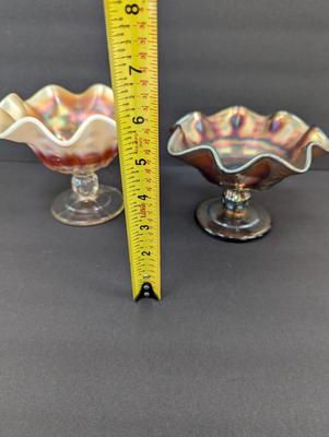 Iridescent Ruffled Pedestal Candy Dishes