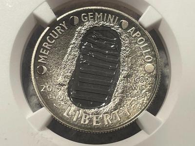 NGC Certified Proof-70 Ultra Cameo Apollo 11 Commemorative 50th Anniversary 2019-S 50c Clad Half Dollar Domed as Pictured.