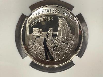 NGC Certified Proof-70 Ultra Cameo Apollo 11 Commemorative 50th Anniversary 2019-S 50c Clad Half Dollar Domed as Pictured.