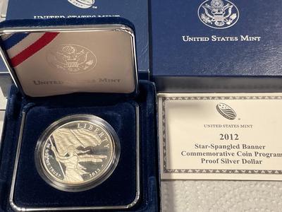 Star-Spangled Banner Commemorative 2012-P 90% Silver Dollar Proof $1 Coin as Pictured. FREE DOMESTIC SHIPPING.